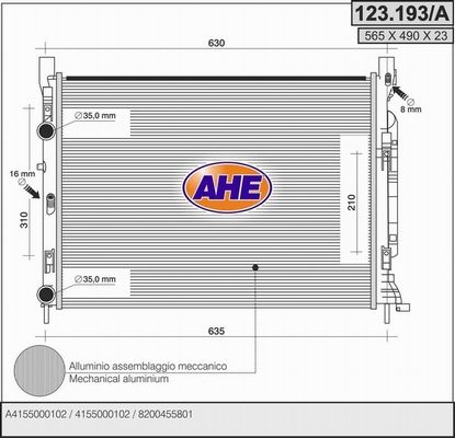 AHE radiatorius, variklio aušinimas 123.193/A