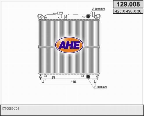 AHE Радиатор, охлаждение двигателя 129.008
