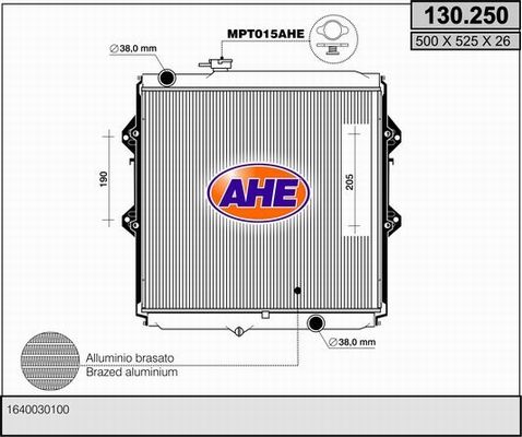 AHE Радиатор, охлаждение двигателя 130.250