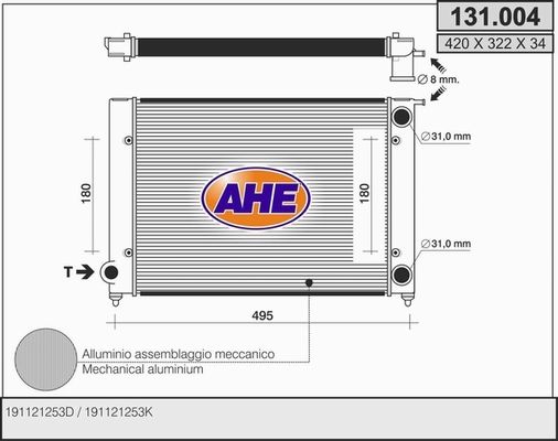 AHE radiatorius, variklio aušinimas 131.004