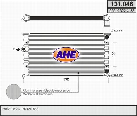 AHE Радиатор, охлаждение двигателя 131.046