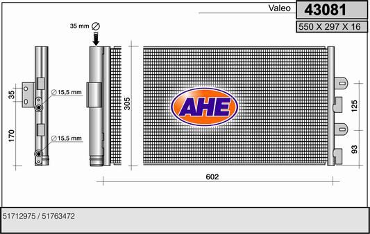 AHE Конденсатор, кондиционер 43081