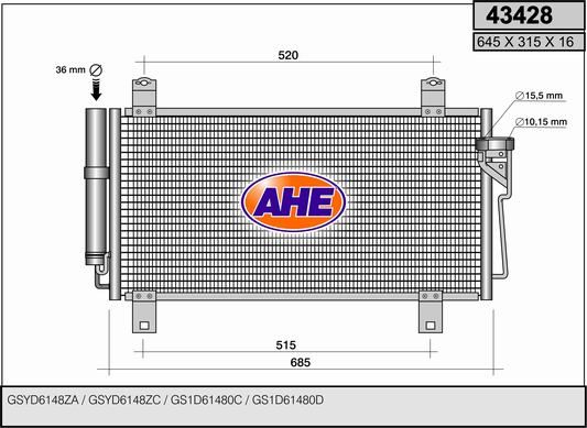 AHE Конденсатор, кондиционер 43428