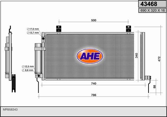 AHE Конденсатор, кондиционер 43468