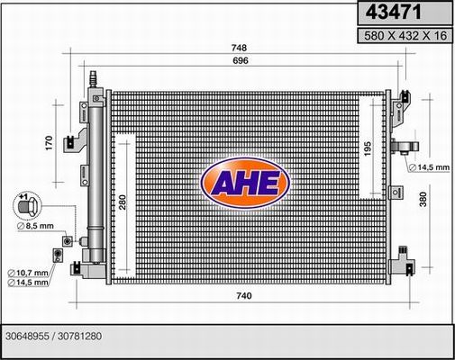 AHE Конденсатор, кондиционер 43471