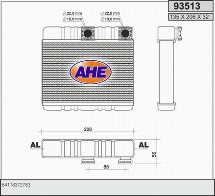 AHE Теплообменник, отопление салона 93513