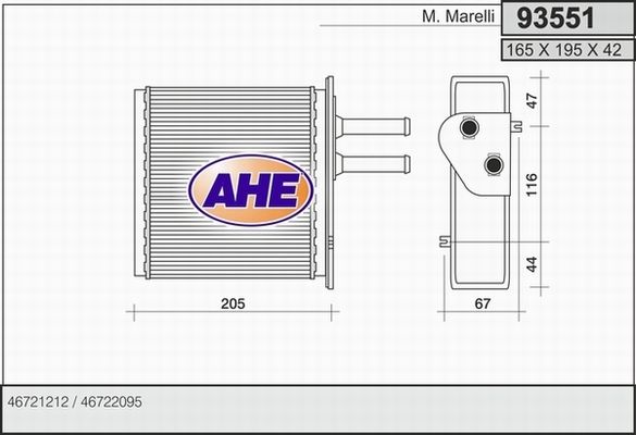AHE Теплообменник, отопление салона 93551