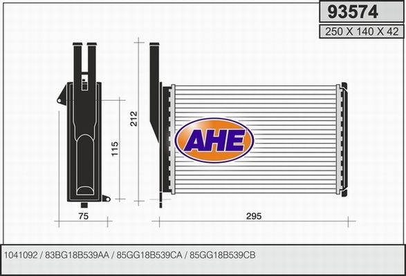 AHE Теплообменник, отопление салона 93574