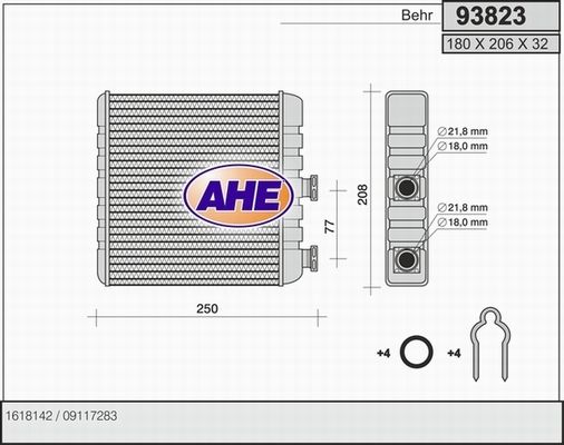 AHE Теплообменник, отопление салона 93823