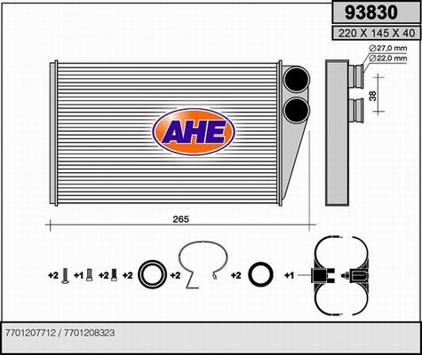 AHE Теплообменник, отопление салона 93830