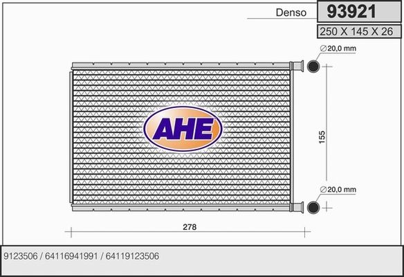 AHE Теплообменник, отопление салона 93921