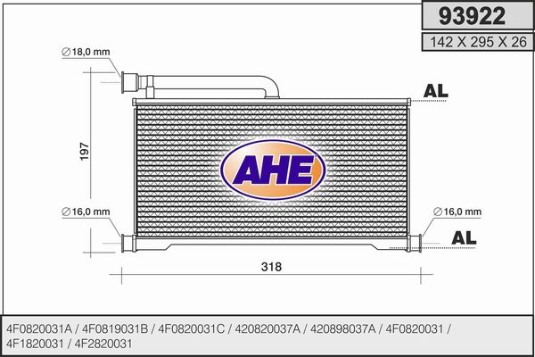 AHE Теплообменник, отопление салона 93922