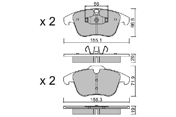 AISIN Комплект тормозных колодок, дисковый тормоз BPFO-1003