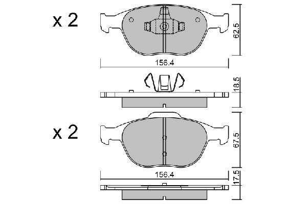 AISIN Комплект тормозных колодок, дисковый тормоз BPFO-1007