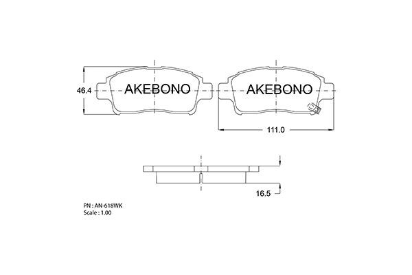 AKEBONO Комплект тормозных колодок, дисковый тормоз AN-618WK