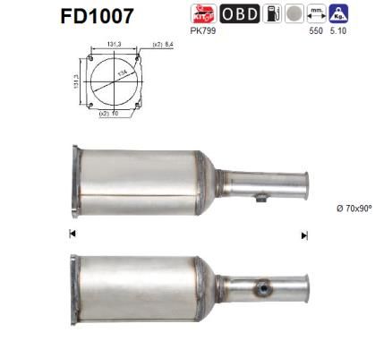 AS suodžių / kietųjų dalelių filtras, išmetimo sistem FD1007