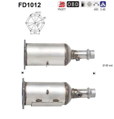 AS suodžių / kietųjų dalelių filtras, išmetimo sistem FD1012