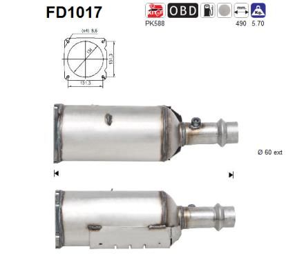 AS suodžių / kietųjų dalelių filtras, išmetimo sistem FD1017