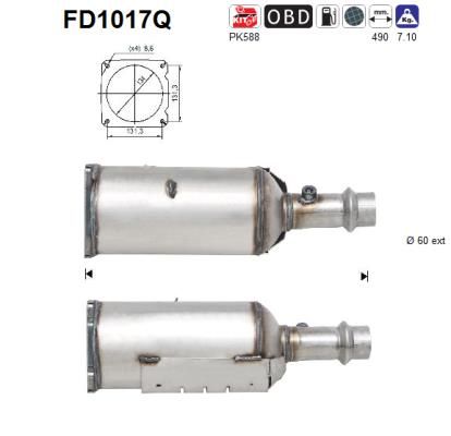 AS suodžių / kietųjų dalelių filtras, išmetimo sistem FD1017Q