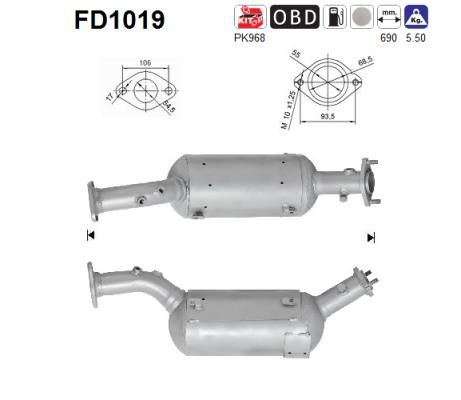 AS suodžių / kietųjų dalelių filtras, išmetimo sistem FD1019