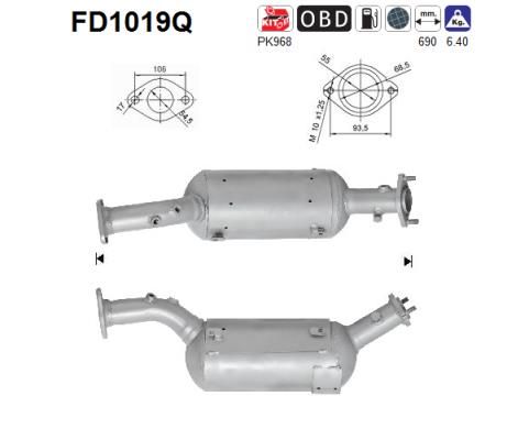 AS suodžių / kietųjų dalelių filtras, išmetimo sistem FD1019Q