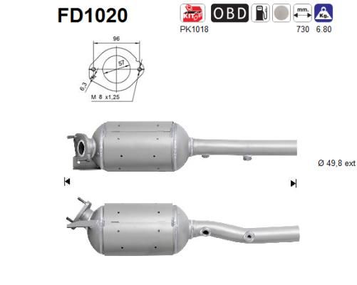 AS suodžių / kietųjų dalelių filtras, išmetimo sistem FD1020