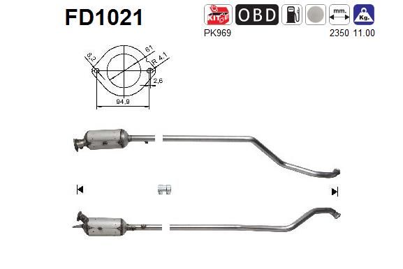 AS suodžių / kietųjų dalelių filtras, išmetimo sistem FD1021