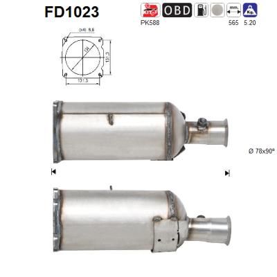 AS suodžių / kietųjų dalelių filtras, išmetimo sistem FD1023