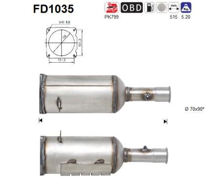 AS suodžių / kietųjų dalelių filtras, išmetimo sistem FD1035