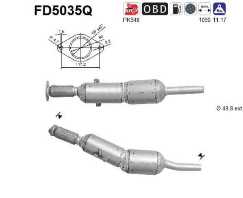 AS suodžių / kietųjų dalelių filtras, išmetimo sistem FD5035Q