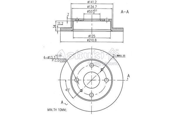 ASHUKI Тормозной диск 0990-5206