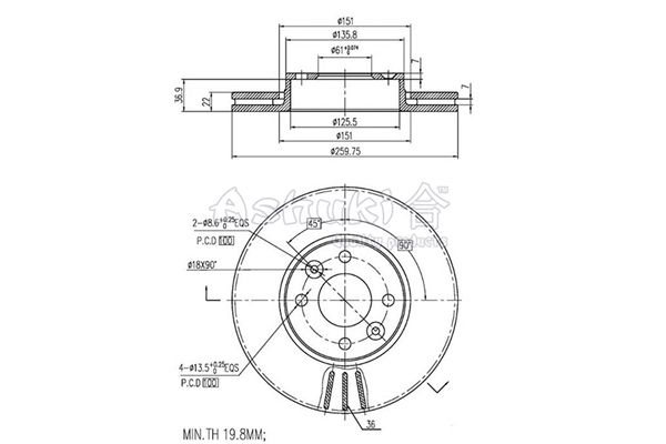 ASHUKI Тормозной диск 0990-8801