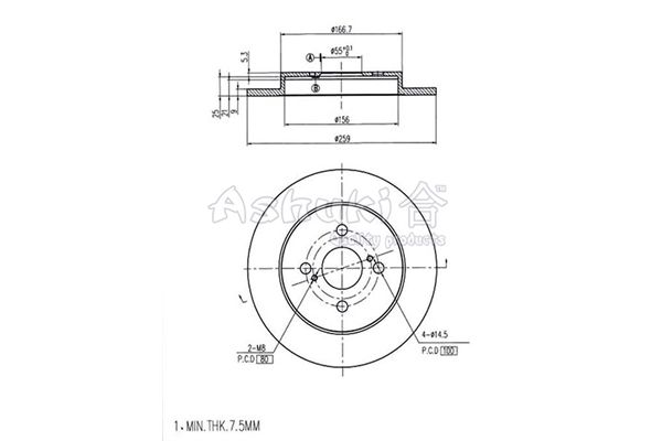 ASHUKI Тормозной диск 0993-9502