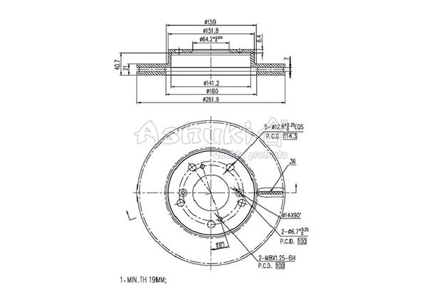 ASHUKI Тормозной диск H037-75