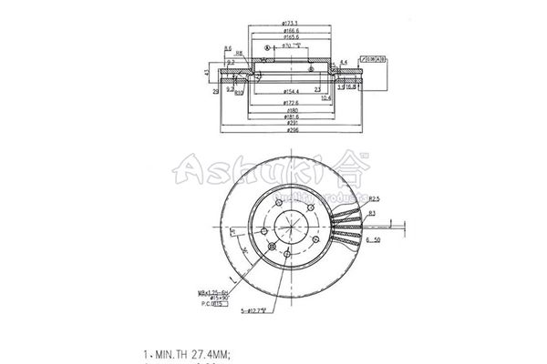 ASHUKI Тормозной диск J045-15