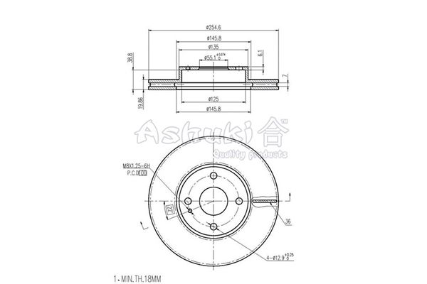 ASHUKI Тормозной диск M613-10