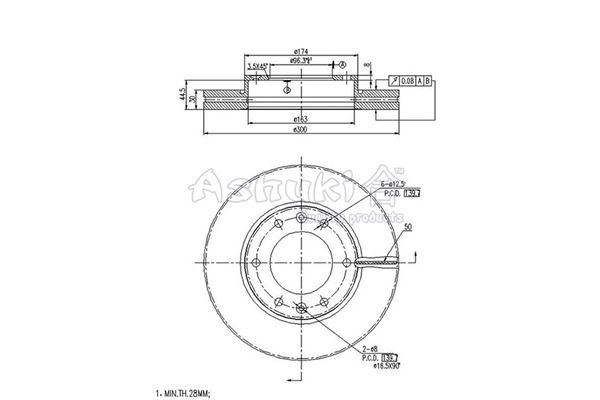 ASHUKI Тормозной диск Y089-40