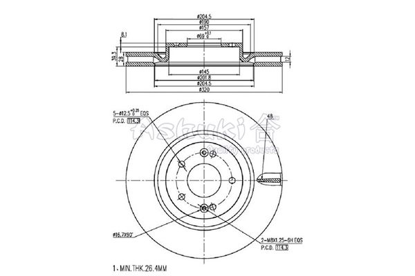 ASHUKI Тормозной диск Y089-54