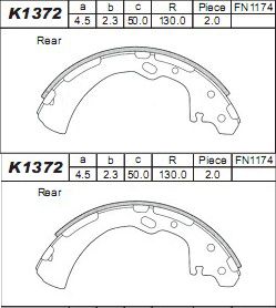 ASIMCO stabdžių trinkelių komplektas K1372