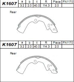 ASIMCO stabdžių trinkelių komplektas K1607