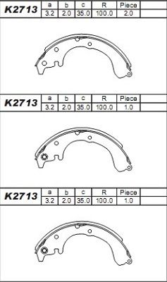 ASIMCO stabdžių trinkelių komplektas K2713