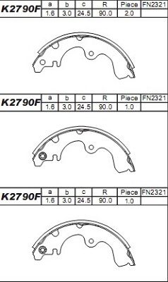 ASIMCO stabdžių trinkelių komplektas K2790F