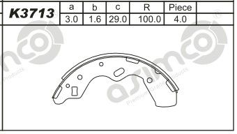 ASIMCO Комплект тормозных колодок K3713