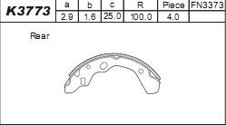 ASIMCO Комплект тормозных колодок K3773