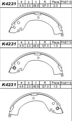 ASIMCO stabdžių trinkelių komplektas K4231