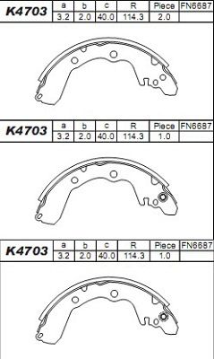 ASIMCO stabdžių trinkelių komplektas K4703