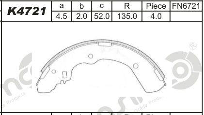 ASIMCO Комплект тормозных колодок K4721