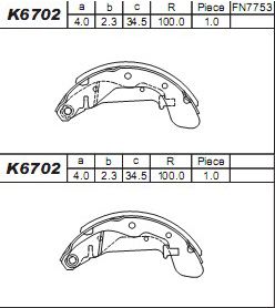 ASIMCO stabdžių trinkelių komplektas K6702