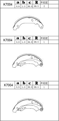 ASIMCO Комплект тормозных колодок K7004