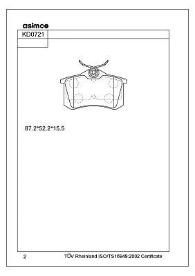 ASIMCO Комплект тормозных колодок, дисковый тормоз KD0721